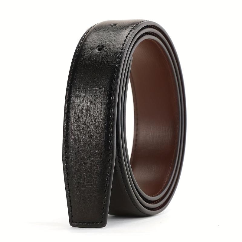 Adjustable Double-sided Leather Belt with Pin Buckle for Men