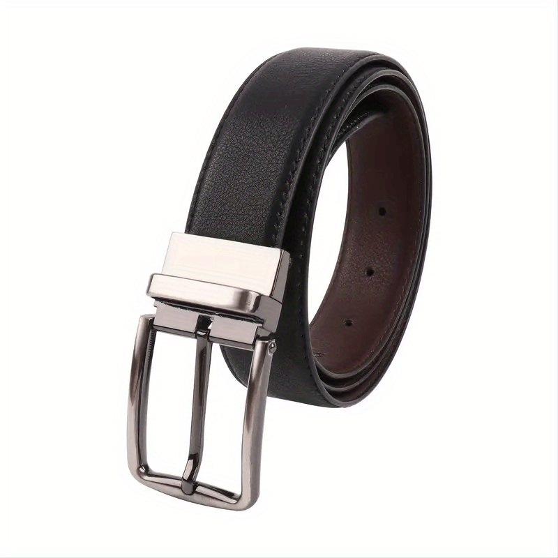 Adjustable Double-sided Leather Belt with Pin Buckle for Men