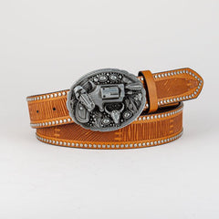 Men's Pistol Pattern Buckle Belt for Pants Jeans