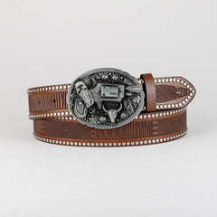 Men's Pistol Pattern Buckle Belt for Pants Jeans