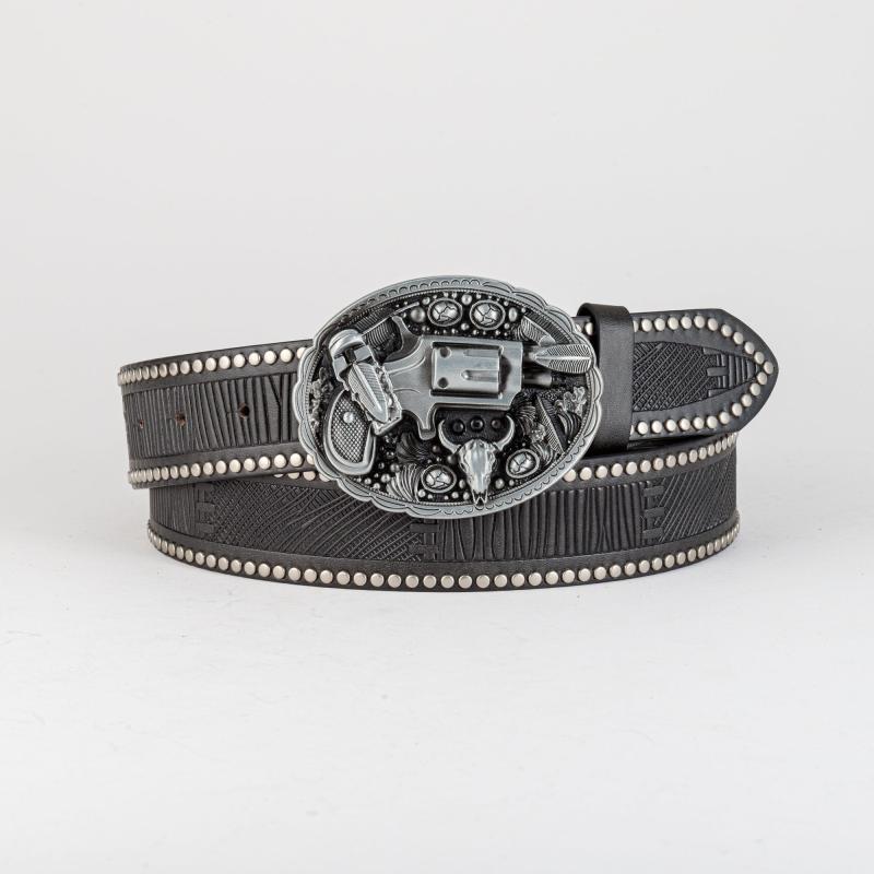 Men's Pistol Pattern Buckle Belt for Pants Jeans