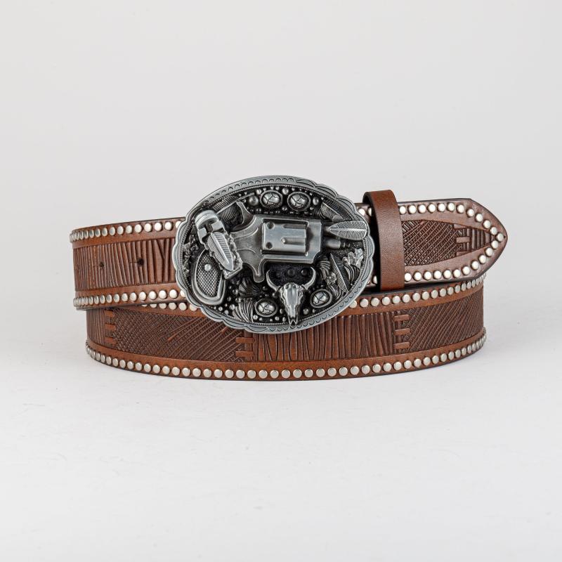 Men's Pistol Pattern Buckle Belt for Pants Jeans
