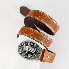 Men's Pistol Pattern Buckle Belt for Pants Jeans