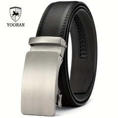 YOOREN Ratchet Belt For Men Leather Dress Belt Adjustable Length Micro Belt