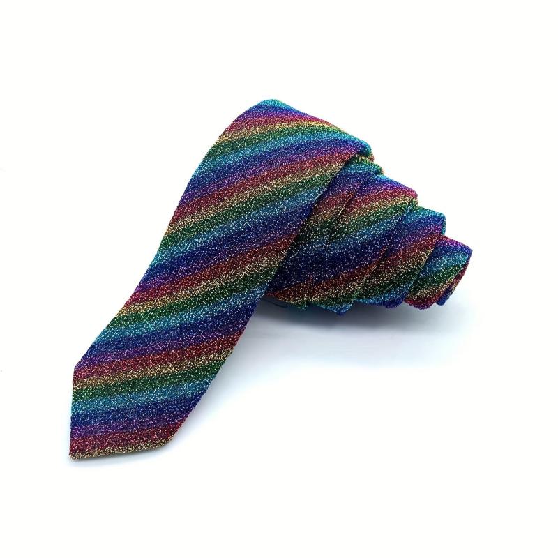 Men's Rainbow Striped Pattern Tie Holiday Birthday