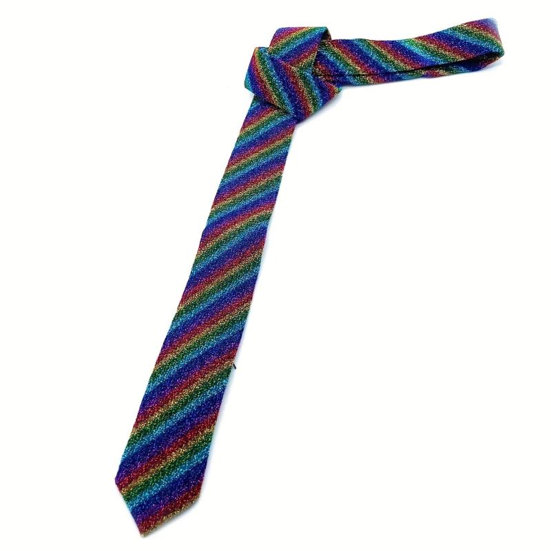 Men's Rainbow Striped Pattern Tie Holiday Birthday