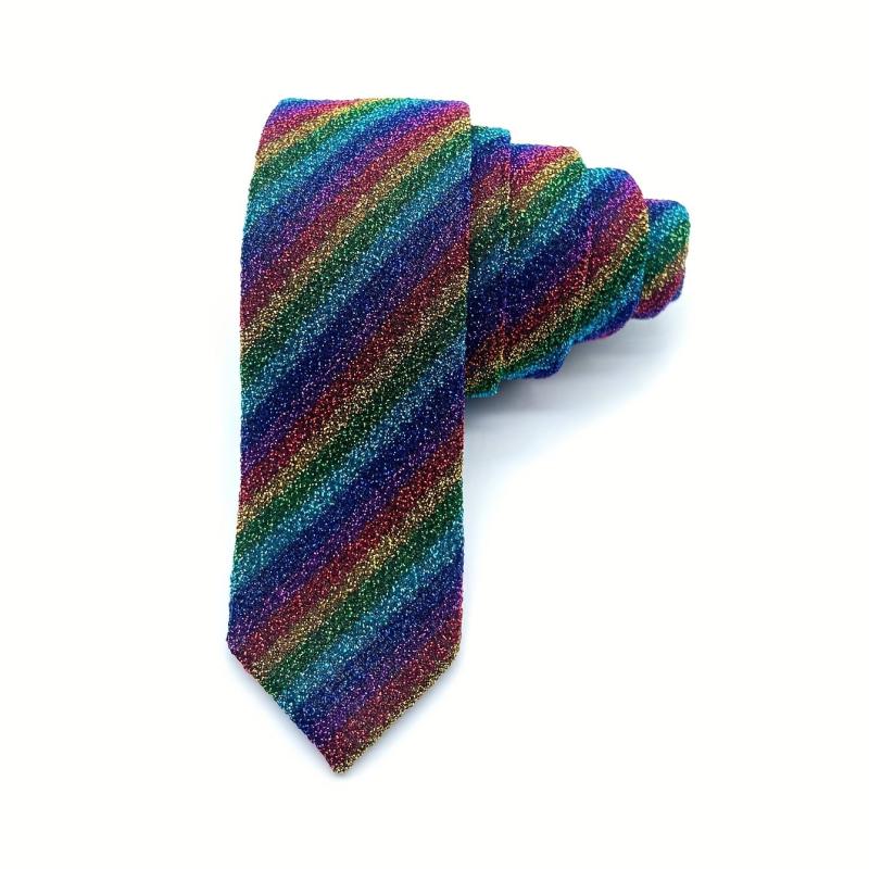 Men's Rainbow Striped Pattern Tie Holiday Birthday