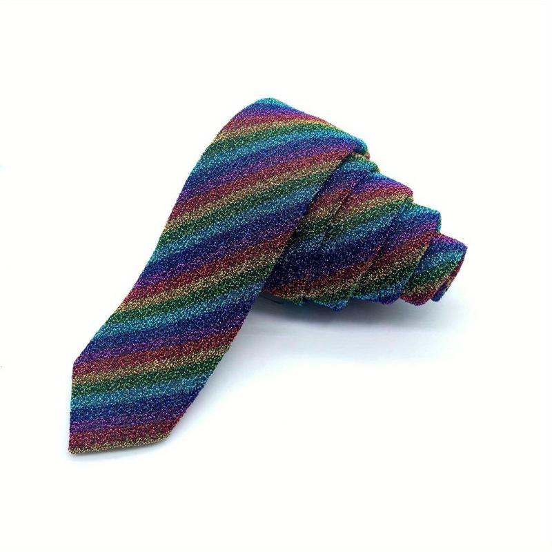 Men's Rainbow Striped Pattern Tie Holiday Birthday