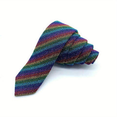 Men's Rainbow Striped Pattern Tie Holiday Birthday