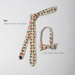 Men's Lip Pattern Necktie Bow Tie Set Business Wedding Party Wear