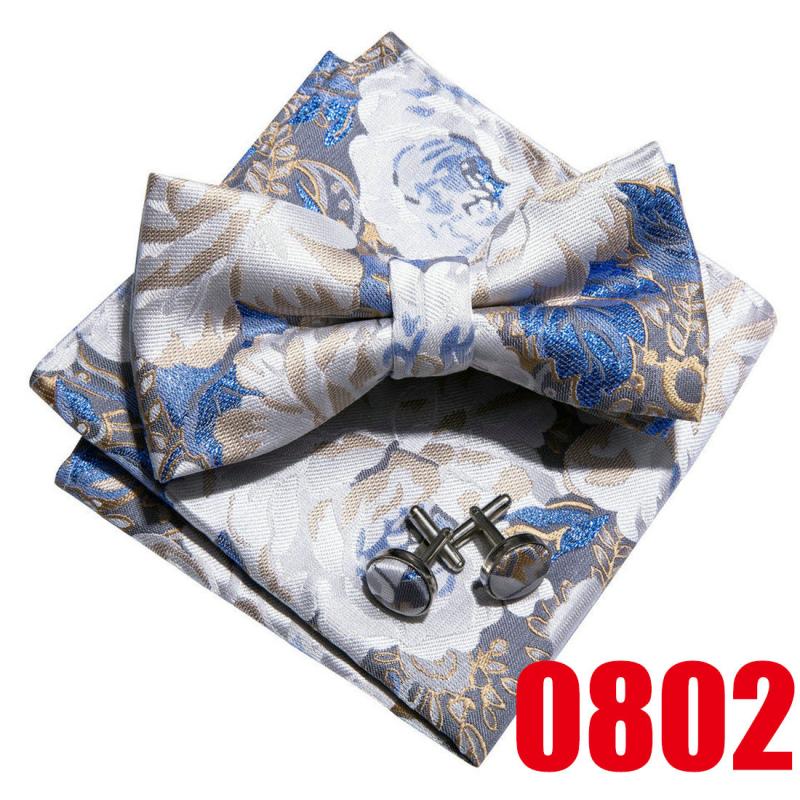 Barry Wang Mens Pre Tied Bow Tie Hanky Cufflinks Set