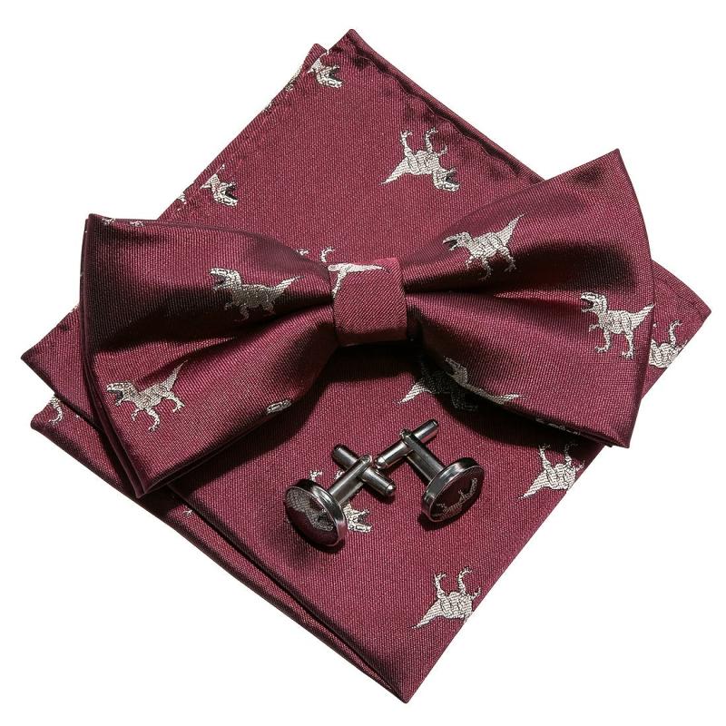 Barry Wang Mens Pre Tied Bow Tie Hanky Cufflinks Set