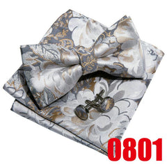 Barry Wang Mens Pre Tied Bow Tie Hanky Cufflinks Set