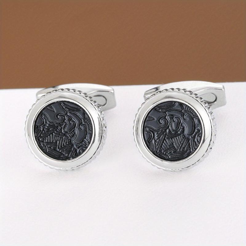 Round Cufflinks Business Classic Retro Cufflinks Suit Decoration