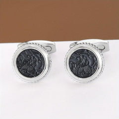 Round Cufflinks Business Classic Retro Cufflinks Suit Decoration