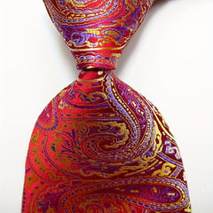 Red Purple Paisley Tie Floral Necktie Business Outfit 54in