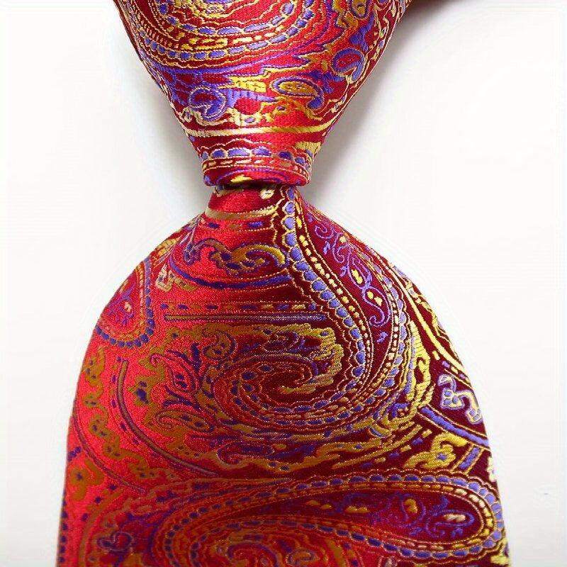 Red Purple Paisley Tie Floral Necktie Business Outfit 54in
