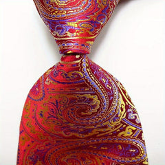 Red Purple Paisley Tie Floral Necktie Business Outfit 54in