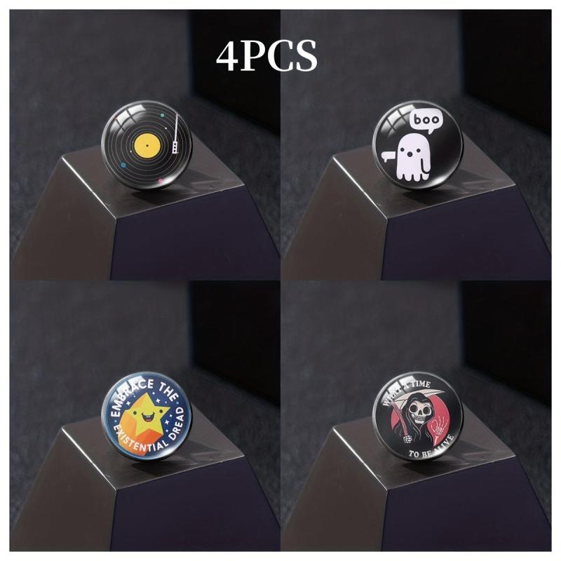 Set of 4 Button Brooches Collar Badges