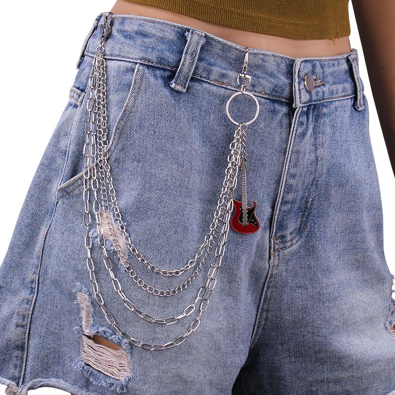 Punk Chain Tassel Layered Waist Chain Guitar Charm
