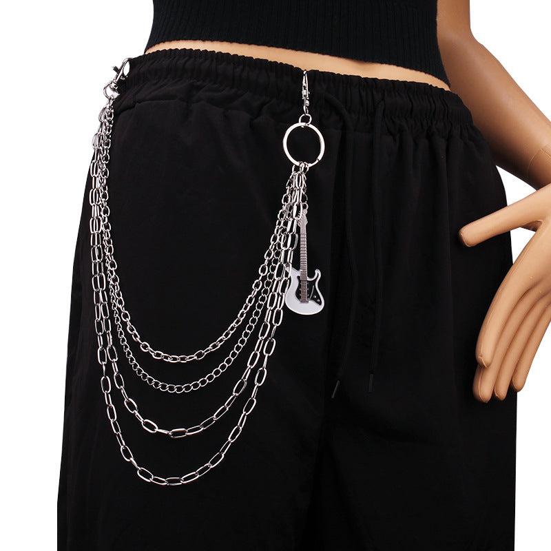 Punk Chain Tassel Layered Waist Chain Guitar Charm