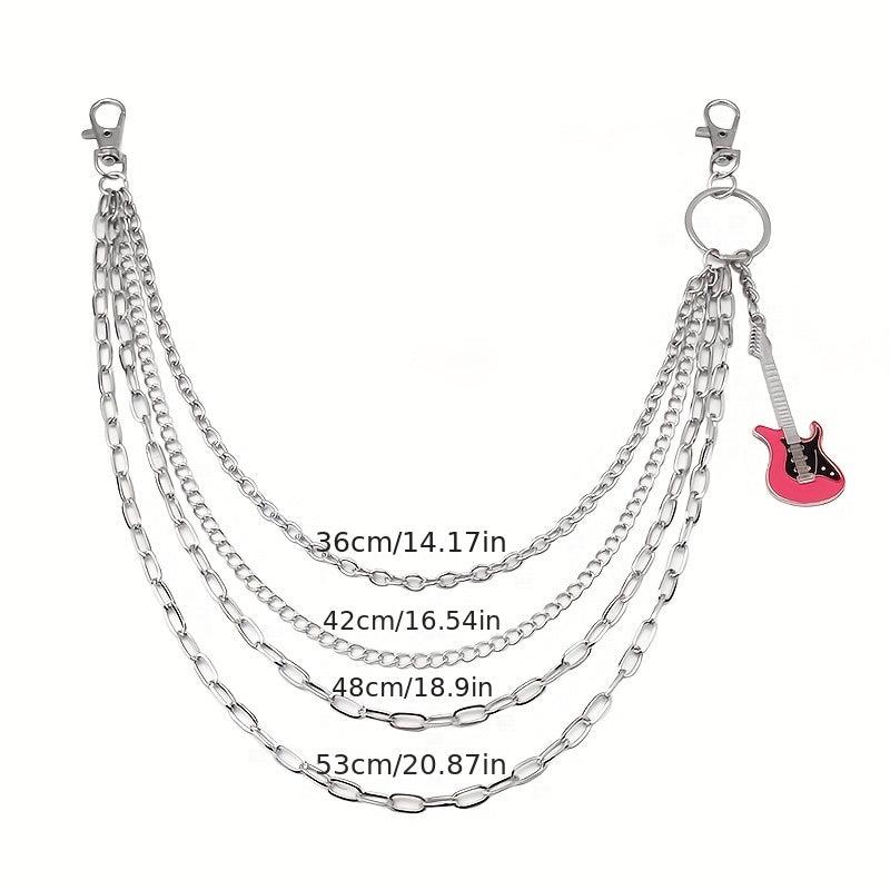 Punk Chain Tassel Layered Waist Chain Guitar Charm