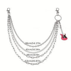 Punk Chain Tassel Layered Waist Chain Guitar Charm