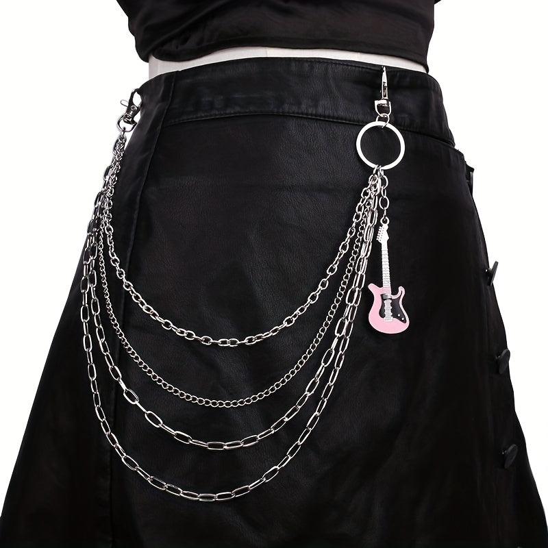 Punk Chain Tassel Layered Waist Chain Guitar Charm