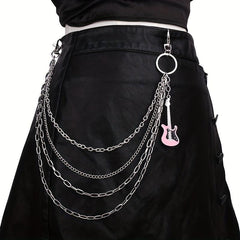 Punk Chain Tassel Layered Waist Chain Guitar Charm