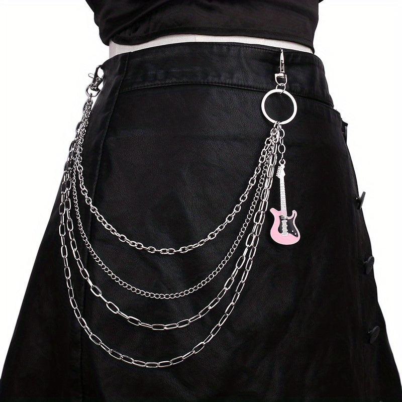 Punk Chain Tassel Layered Waist Chain Guitar Charm