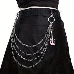 Punk Chain Tassel Layered Waist Chain Guitar Charm
