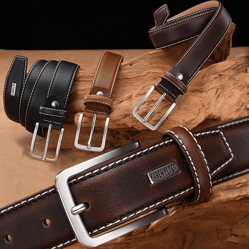 Men Leather Retro Waist Belt For Jeans Adjustable Waistband