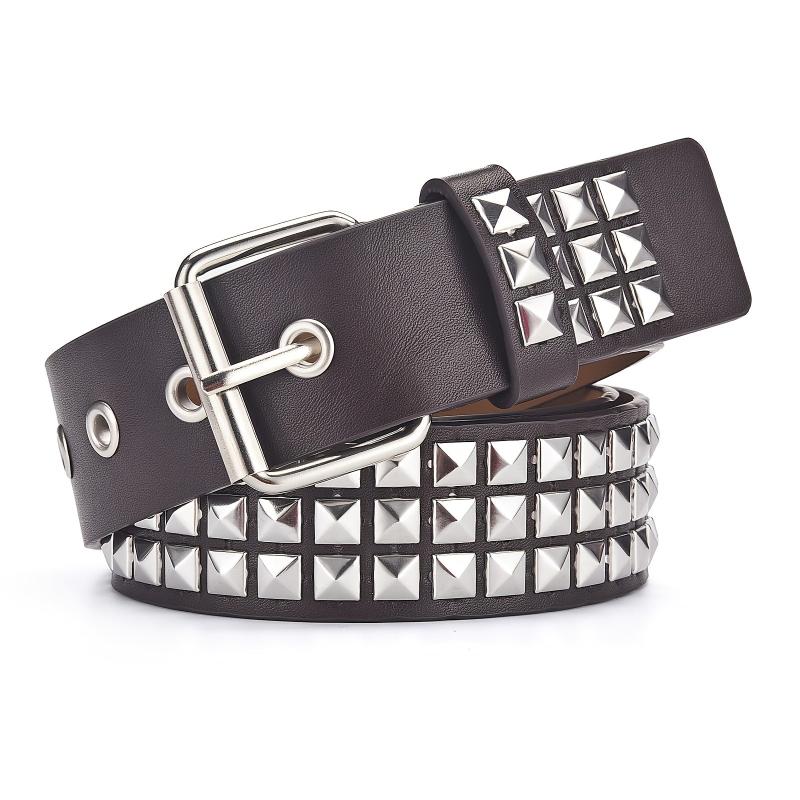 Punk Hip hop Square Bead Rivet Belt Unisex Street Pyramid Pin Buckle Belt