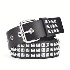 Punk Hip hop Square Bead Rivet Belt Unisex Street Pyramid Pin Buckle Belt