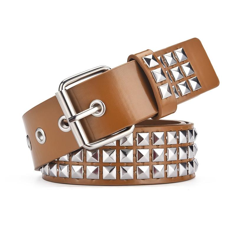 Punk Hip hop Square Bead Rivet Belt Unisex Street Pyramid Pin Buckle Belt