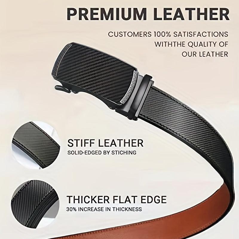 Men's Leather Belt with Auto Buckle for Wedding