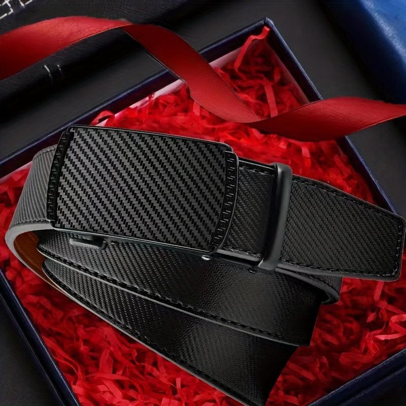 Men's Leather Belt with Auto Buckle for Wedding