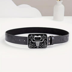 Embossed Leather Belt for Men Retro Casual Belt