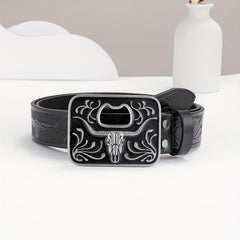Embossed Leather Belt for Men Retro Casual Belt