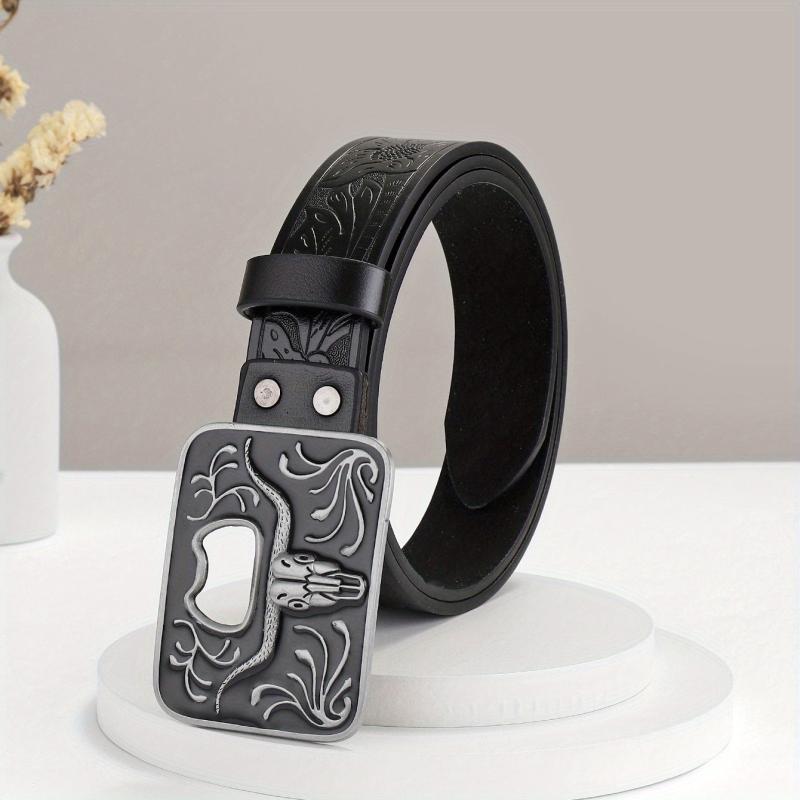 Embossed Leather Belt for Men Retro Casual Belt