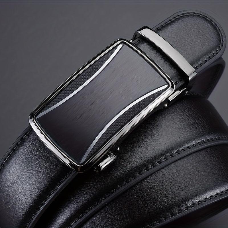 Men's Leather Belt Automatic Buckle Business Suit Waist Strap High Belt