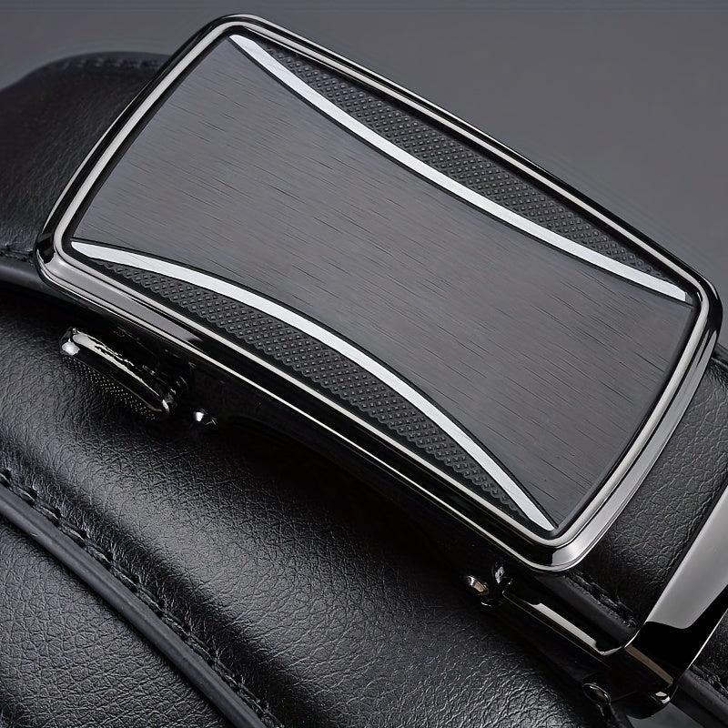 Men's Leather Belt Automatic Buckle Business Suit Waist Strap High Belt