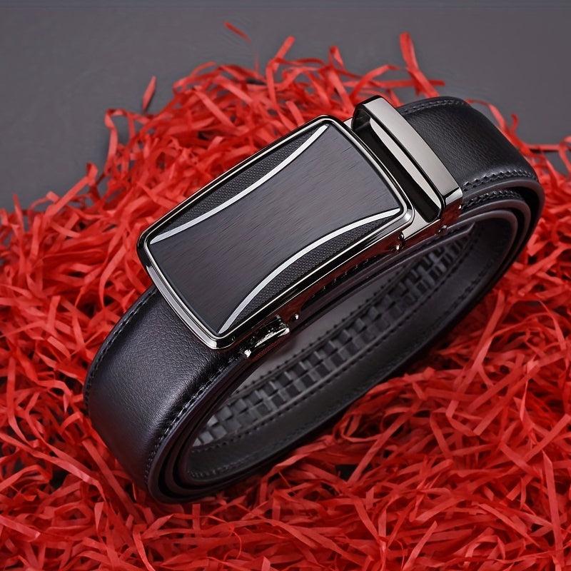 Men's Leather Belt Automatic Buckle Business Suit Waist Strap High Belt