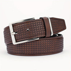Alloy Pin Buckle PU Striped Belt for Men