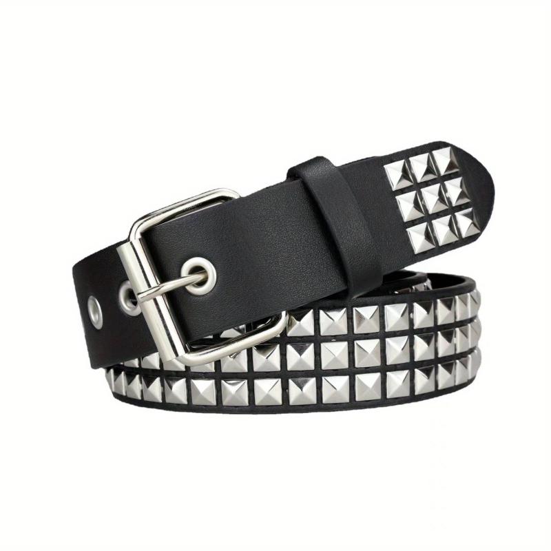 Men's Four Square Pyramid Rivet Punk Belt