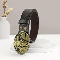 Hardware Embossed Leather Belt Retro Casual Belt For Men