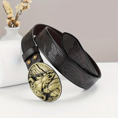 Hardware Embossed Leather Belt Retro Casual Belt For Men