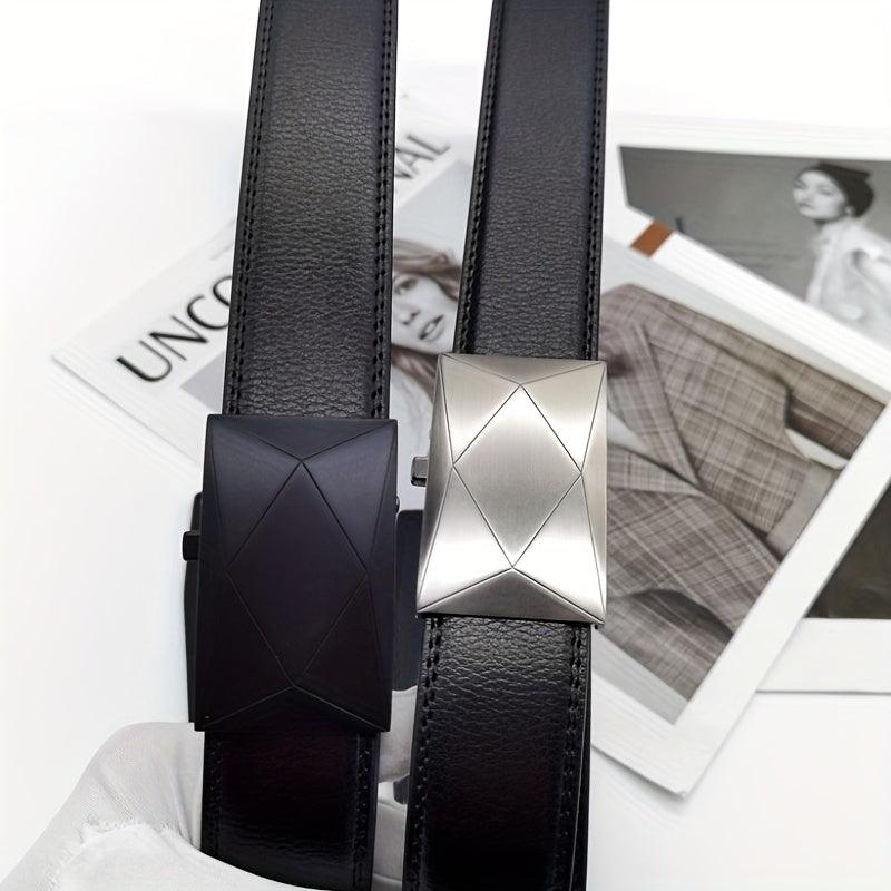 Men's Leather Belt Automatic Buckle Business Suit Waist Strap