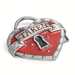 Heart Lock Keyhole TAKEN Metal Belt Buckle Couple Chars Western Cowboy Accessory