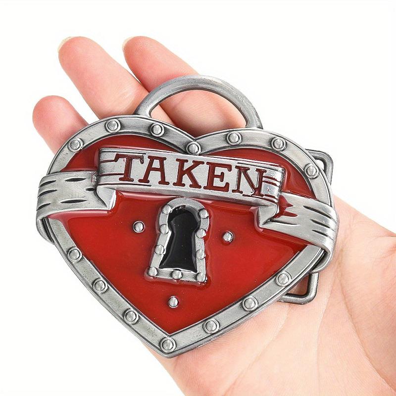 Heart Lock Keyhole TAKEN Metal Belt Buckle Couple Chars Western Cowboy Accessory